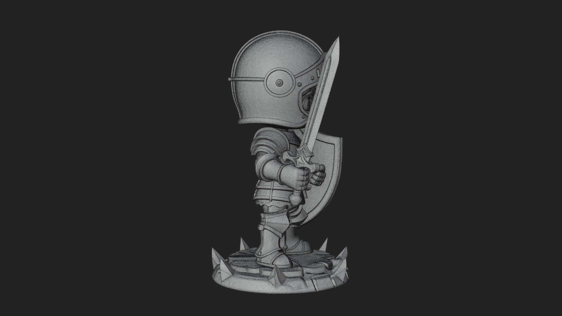 Chibi Armored Knight Statue Design 4 3D Print Model 3D Model