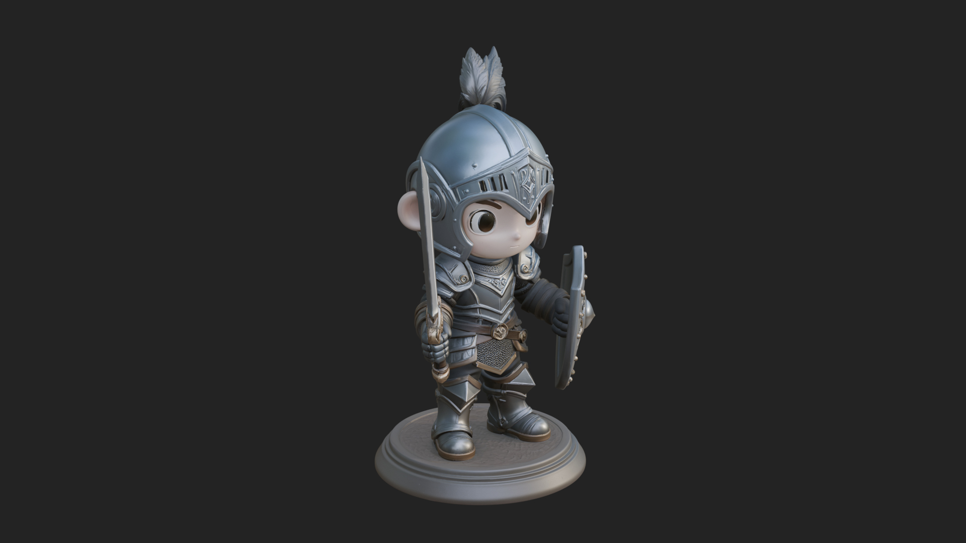 Chibi Armored Knight Statue Design 5 3D Print Model 3D Model