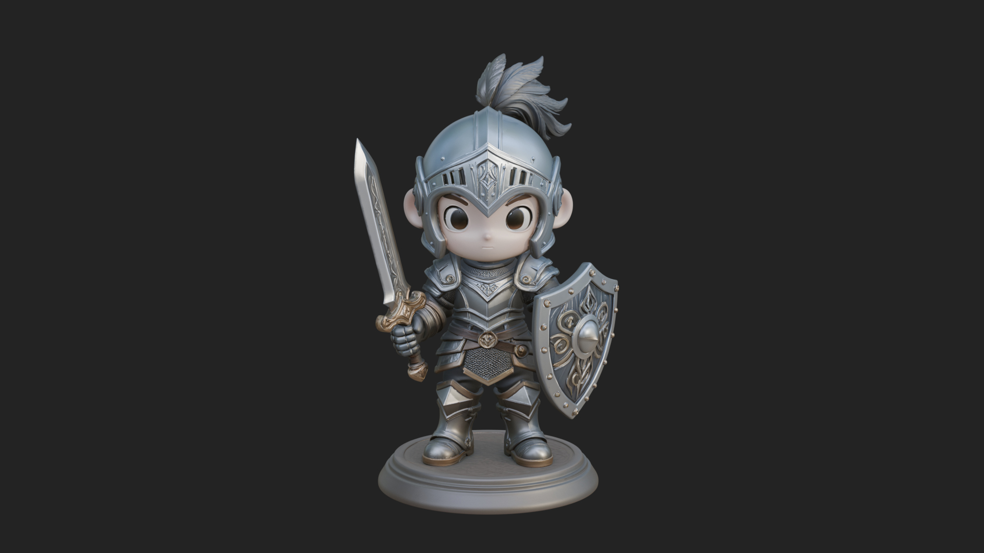 Chibi Armored Knight Statue Design 5 3D Print Model 3D Model