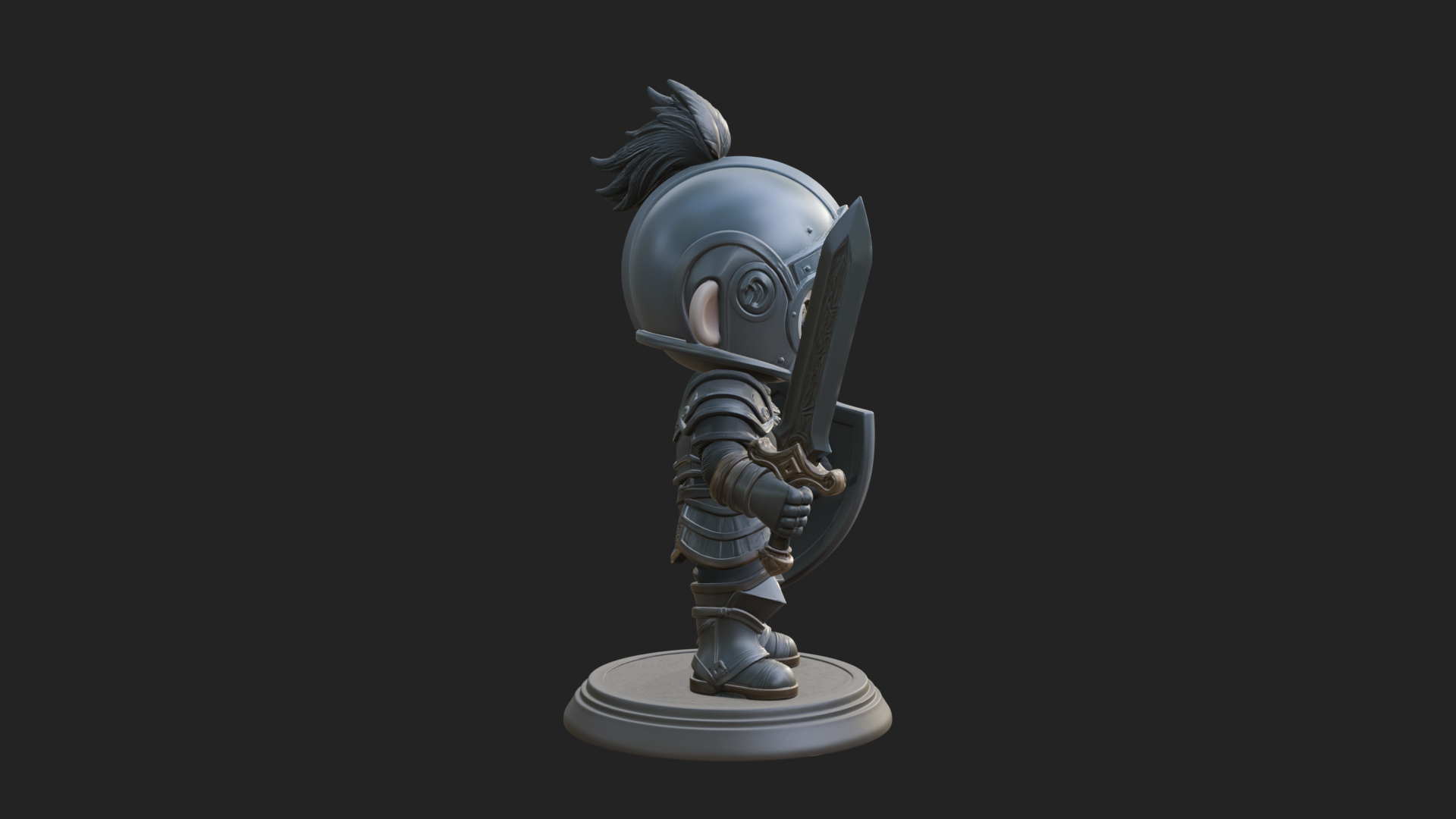 Chibi Armored Knight Statue Design 5 3D Print Model 3D Model