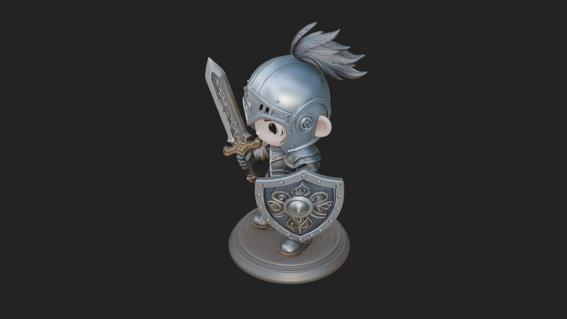 Chibi Armored Knight Statue Design 5 3D Print Model 3D Model