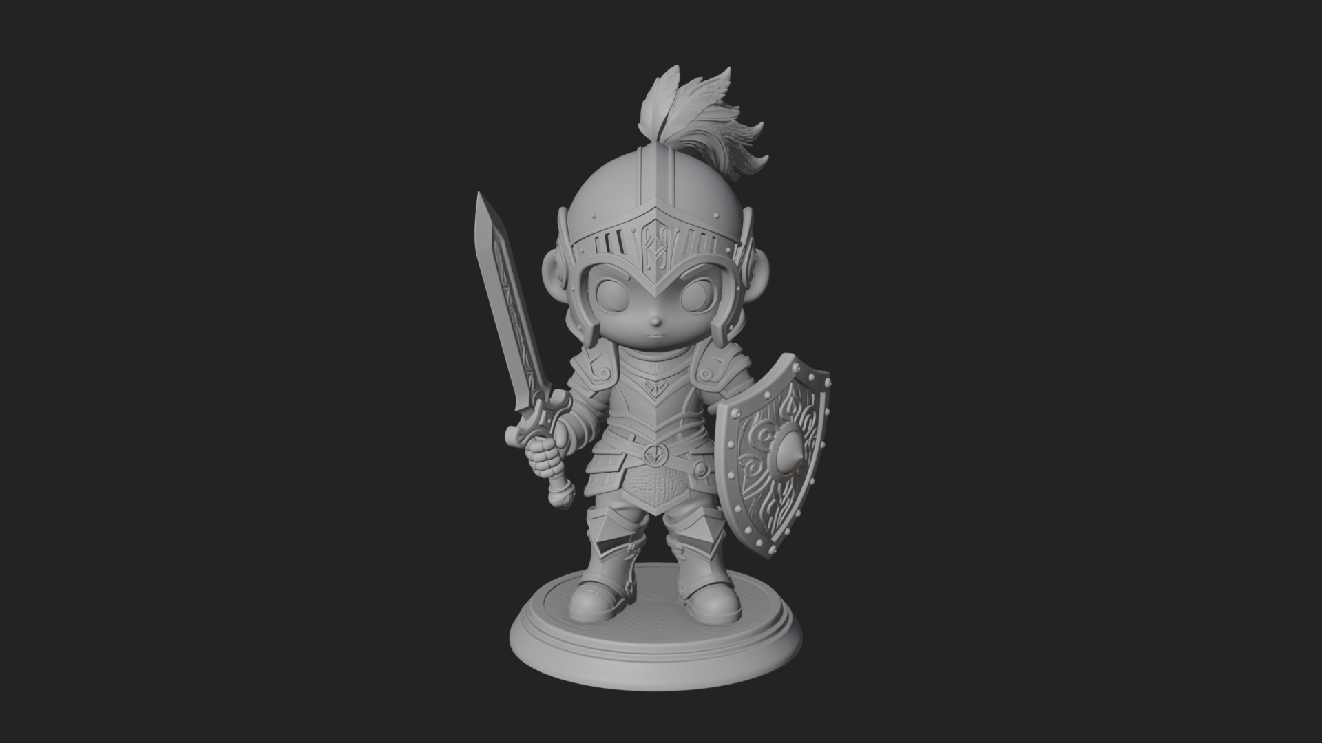 Chibi Armored Knight Statue Design 5 3D Print Model 3D Model