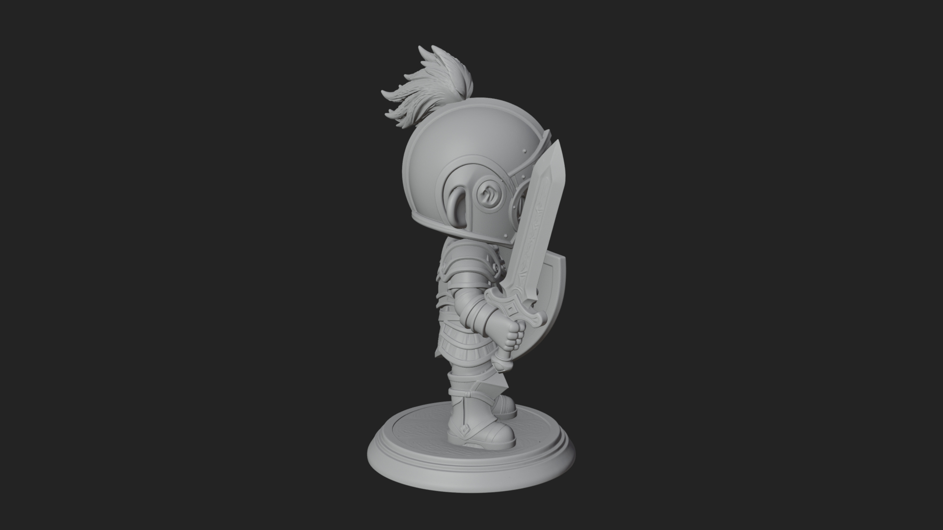 Chibi Armored Knight Statue Design 5 3D Print Model 3D Model