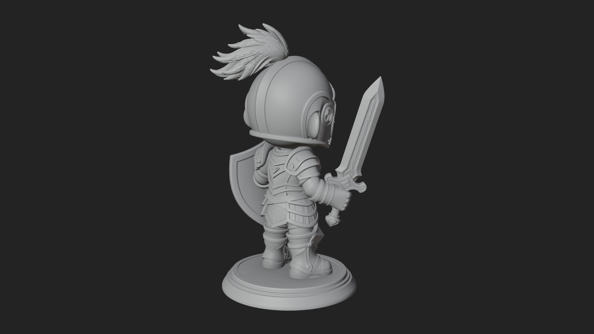 Chibi Armored Knight Statue Design 5 3D Print Model 3D Model