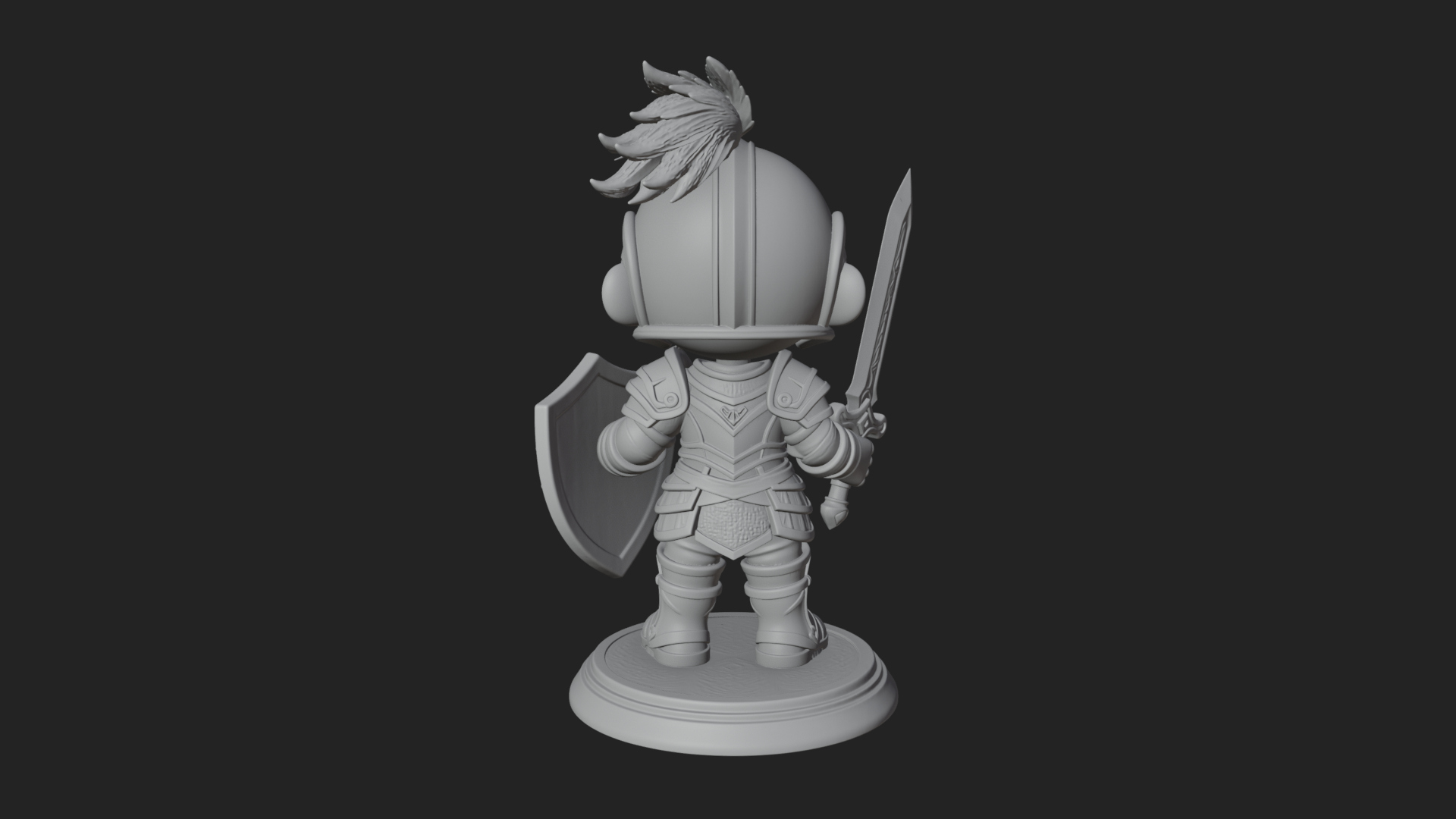 Chibi Armored Knight Statue Design 5 3D Print Model 3D Model