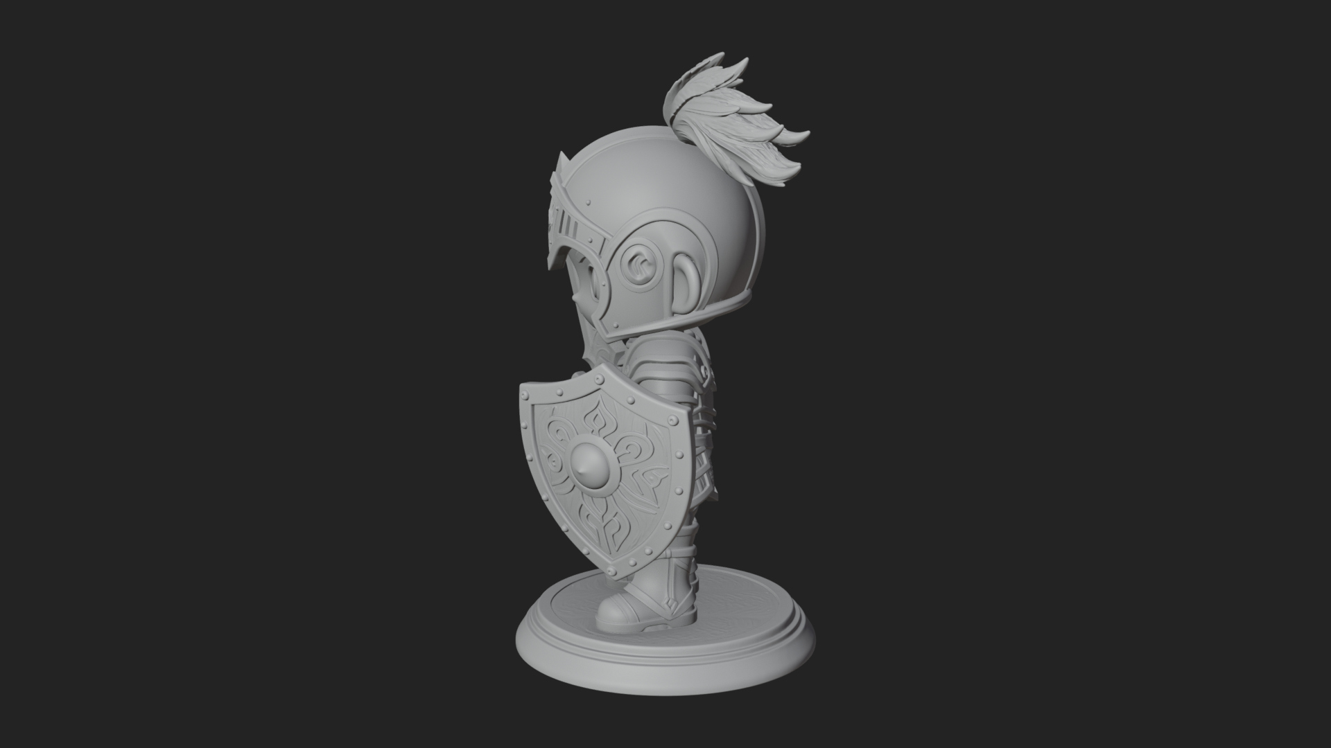 Chibi Armored Knight Statue Design 5 3D Print Model 3D Model