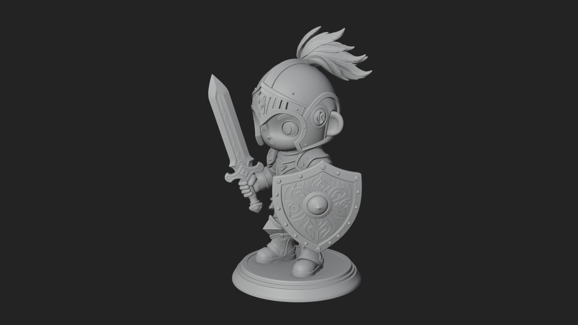 Chibi Armored Knight Statue Design 5 3D Print Model 3D Model