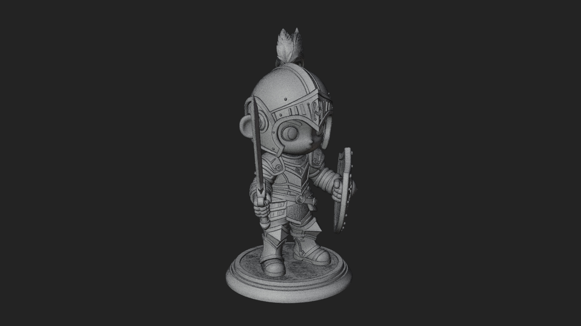 Chibi Armored Knight Statue Design 5 3D Print Model 3D Model