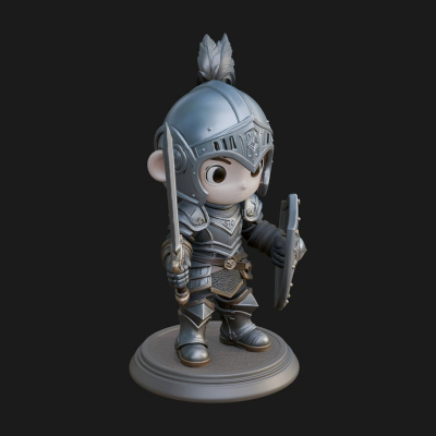 Chibi Armored Knight Statue Design 5 3D Print Model