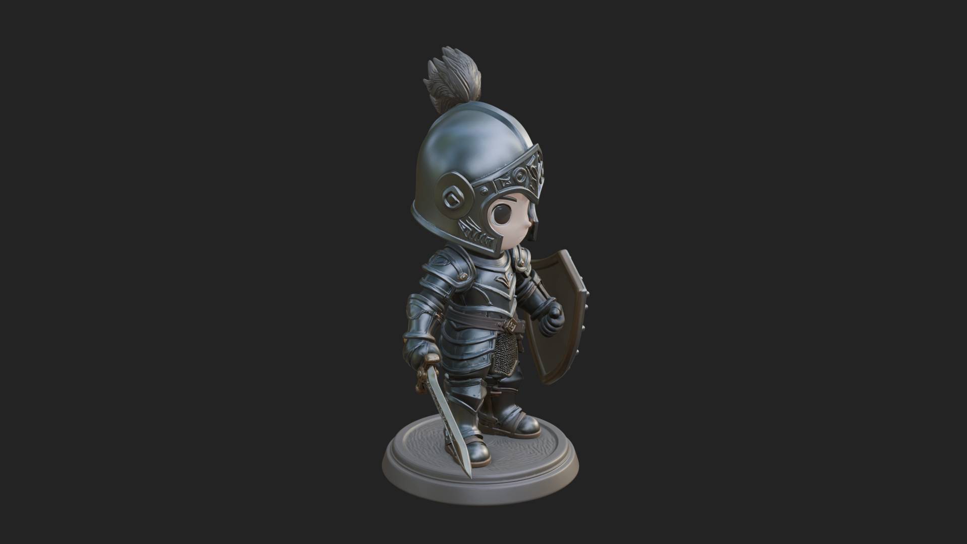 Chibi Armored Knight Statue Design 6 3D Print Model 3D Model
