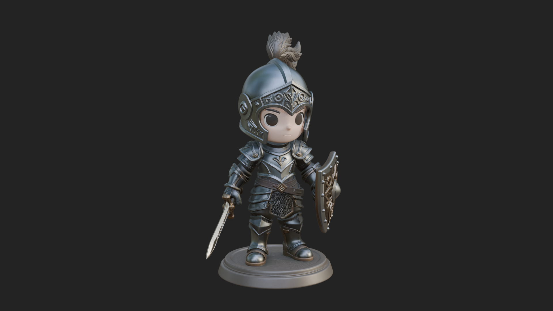 Chibi Armored Knight Statue Design 6 3D Print Model 3D Model