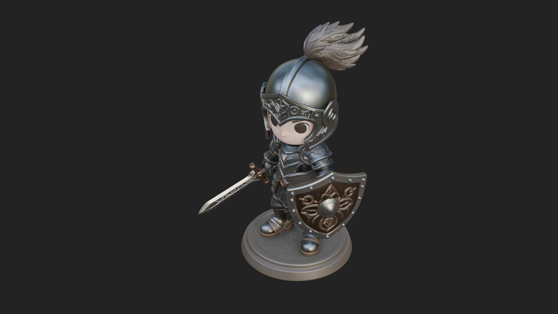 Chibi Armored Knight Statue Design 6 3D Print Model 3D Model