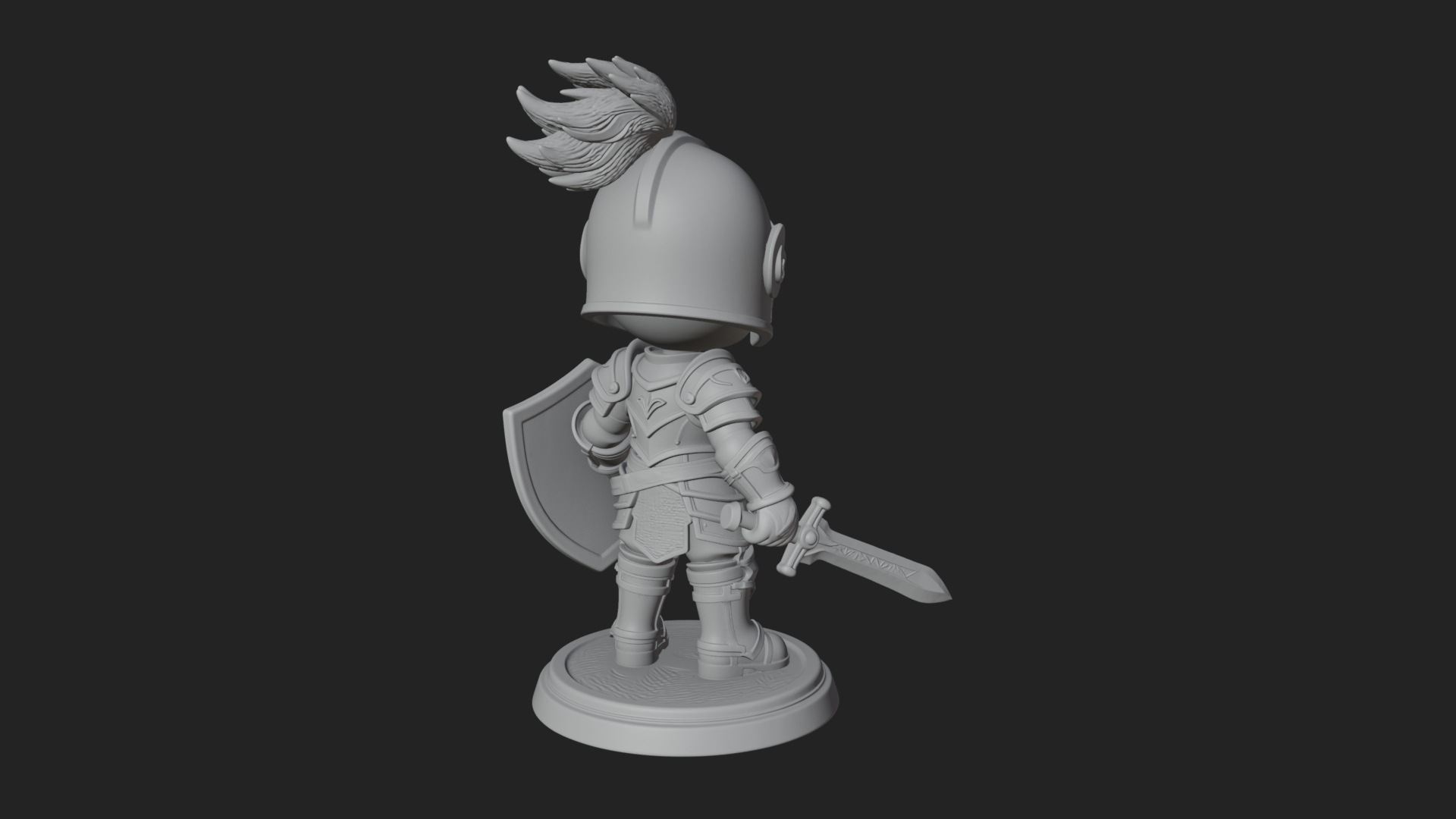 Chibi Armored Knight Statue Design 6 3D Print Model 3D Model