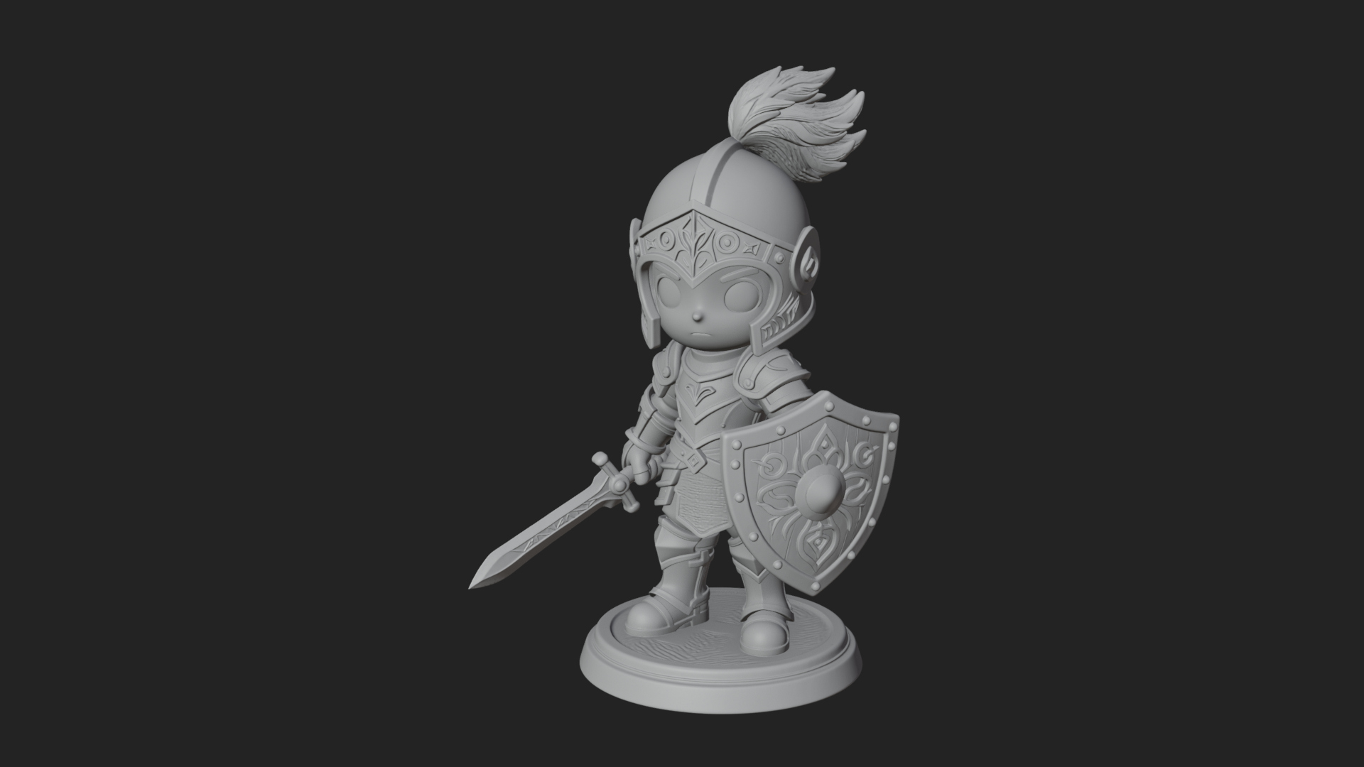 Chibi Armored Knight Statue Design 6 3D Print Model 3D Model
