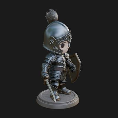 Chibi Armored Knight Statue Design 6 3D Print Model