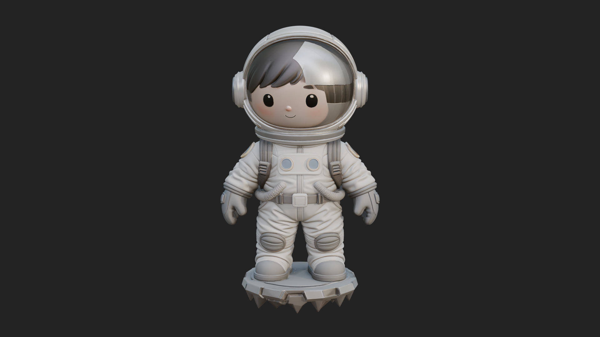 Chibi Astronaut in Suit Statue Design 1 3D Print Model 3D Model
