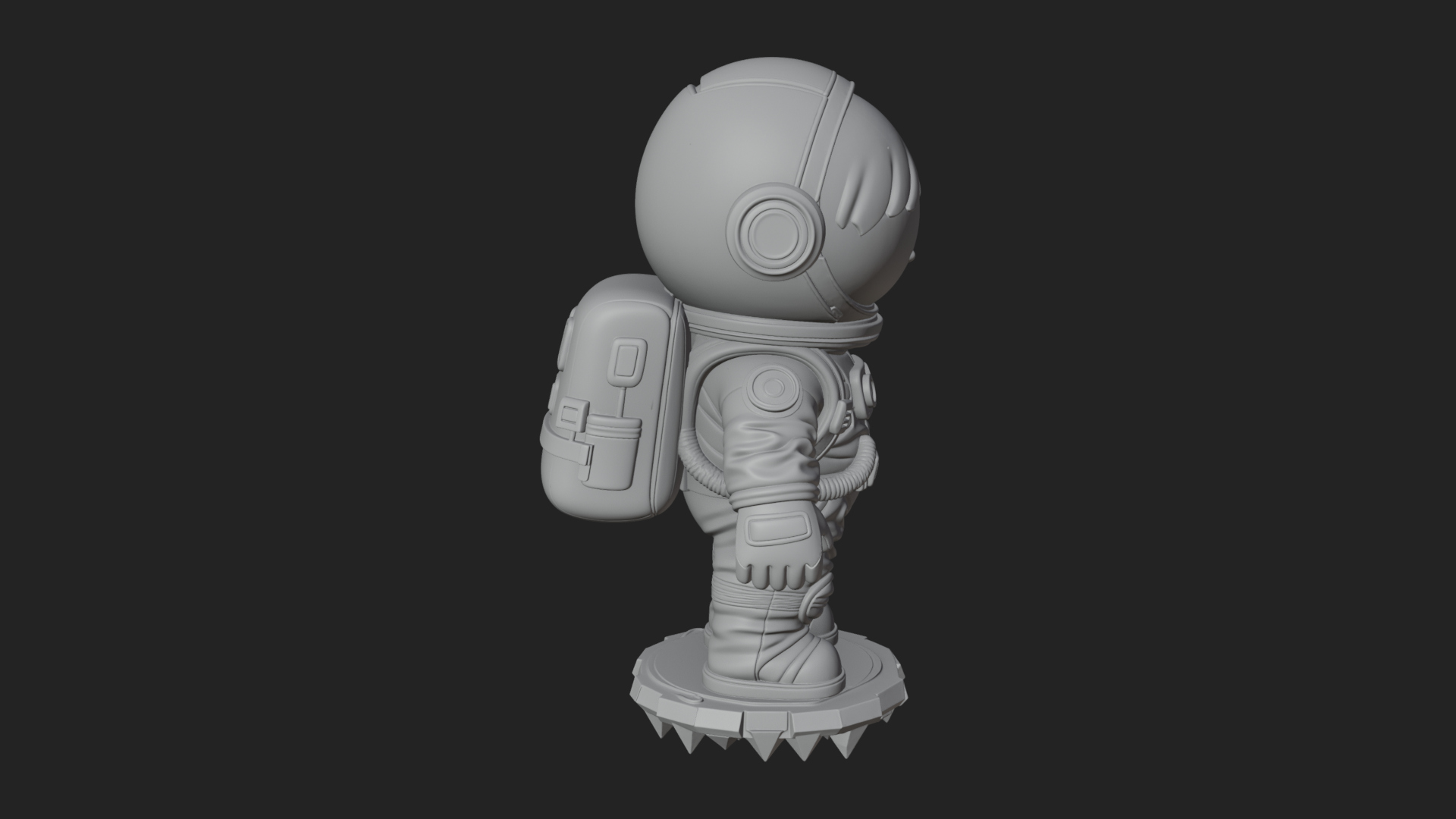 Chibi Astronaut in Suit Statue Design 1 3D Print Model 3D Model