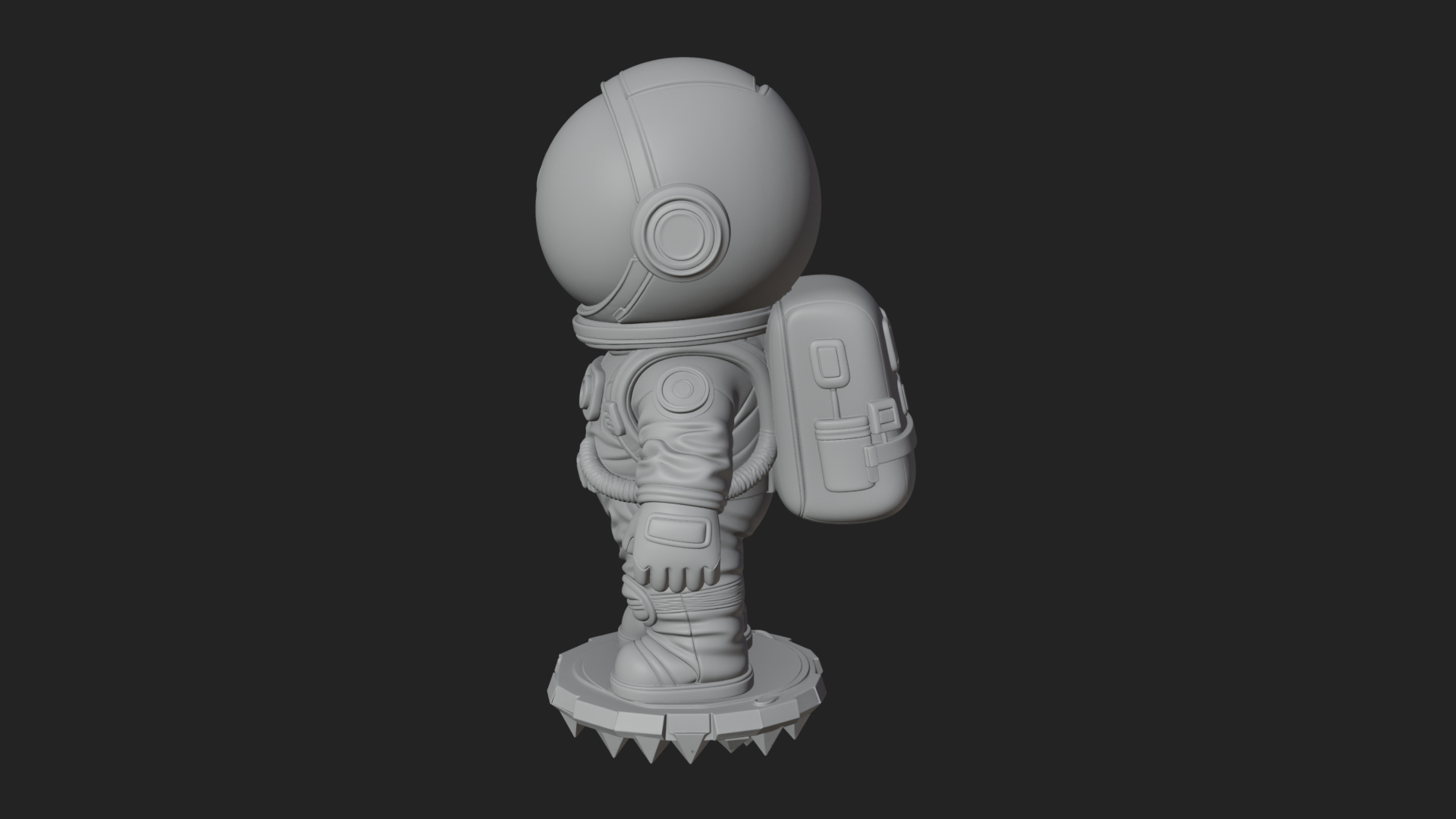 Chibi Astronaut in Suit Statue Design 1 3D Print Model 3D Model