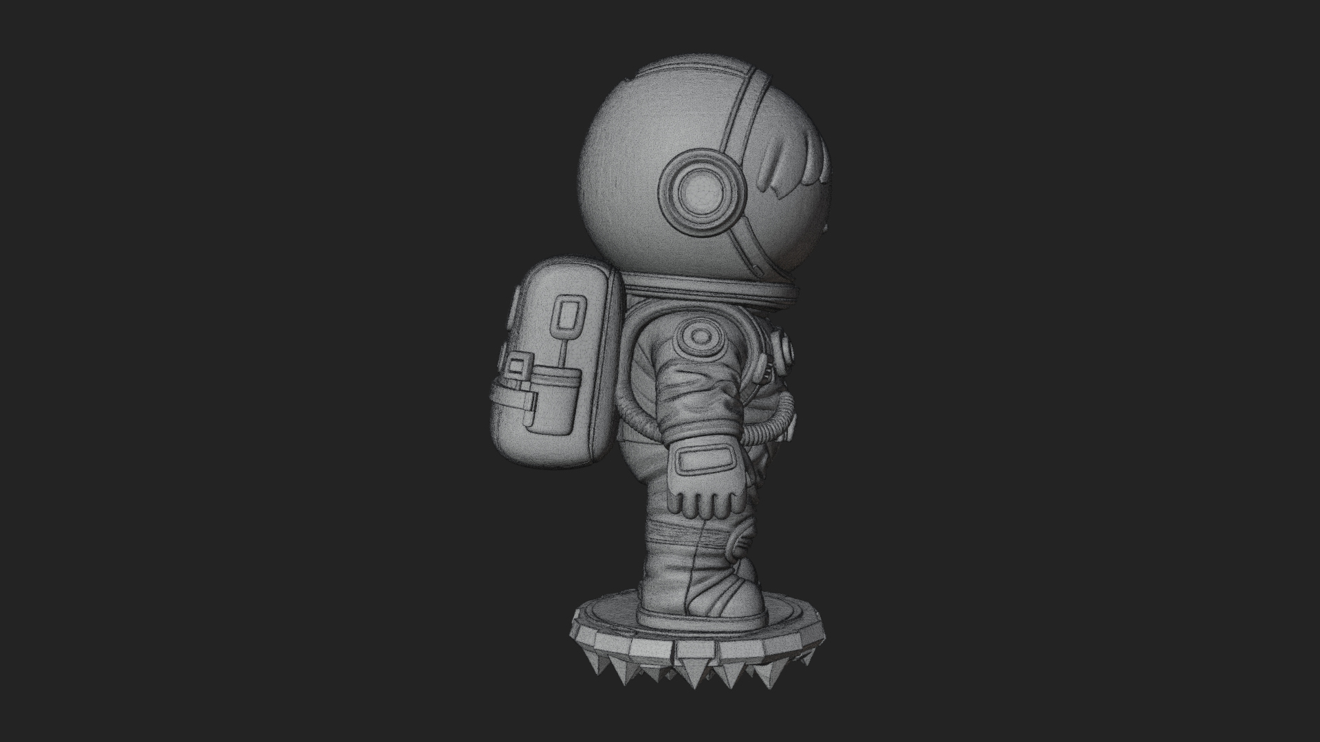 Chibi Astronaut in Suit Statue Design 1 3D Print Model 3D Model