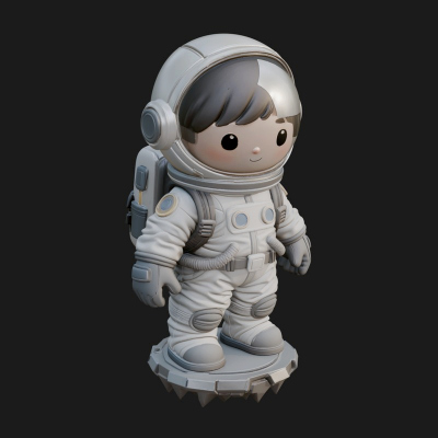 Chibi Astronaut in Suit Statue Design 1 3D Print Model