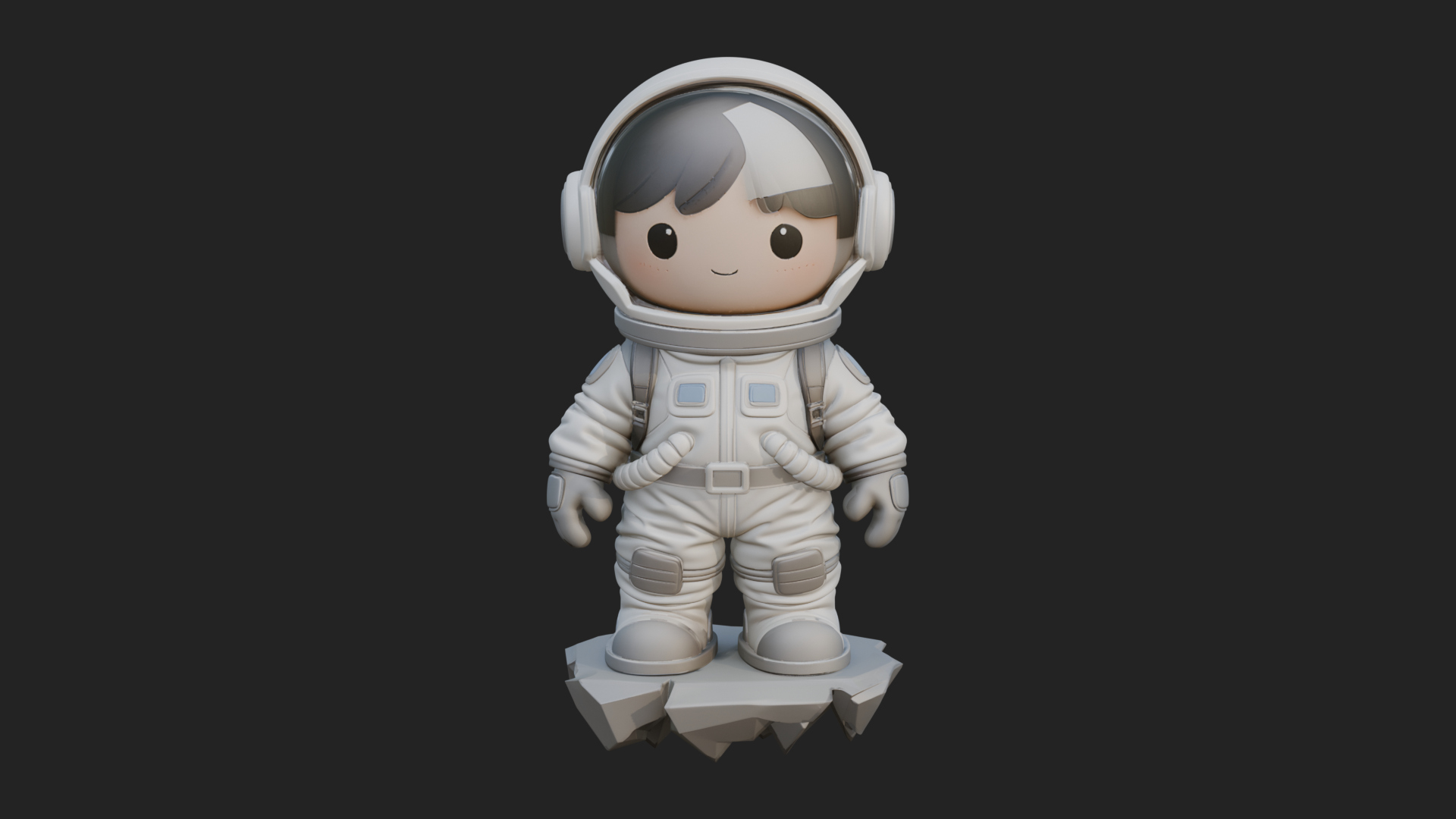Chibi Astronaut in Suit Statue Design 2 3D Print Model 3D Model