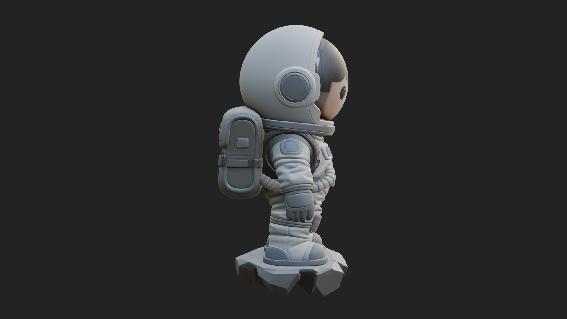 Chibi Astronaut in Suit Statue Design 2 3D Print Model 3D Model