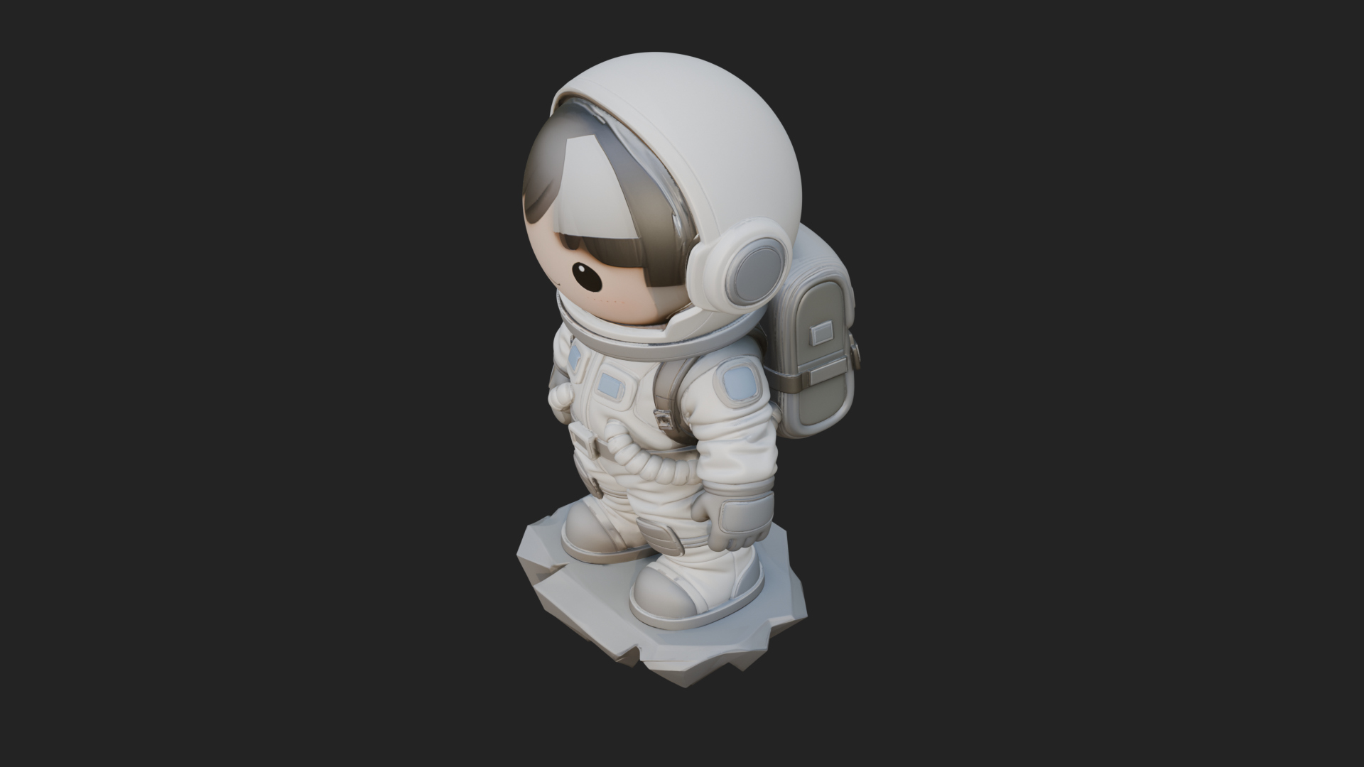 Chibi Astronaut in Suit Statue Design 2 3D Print Model 3D Model