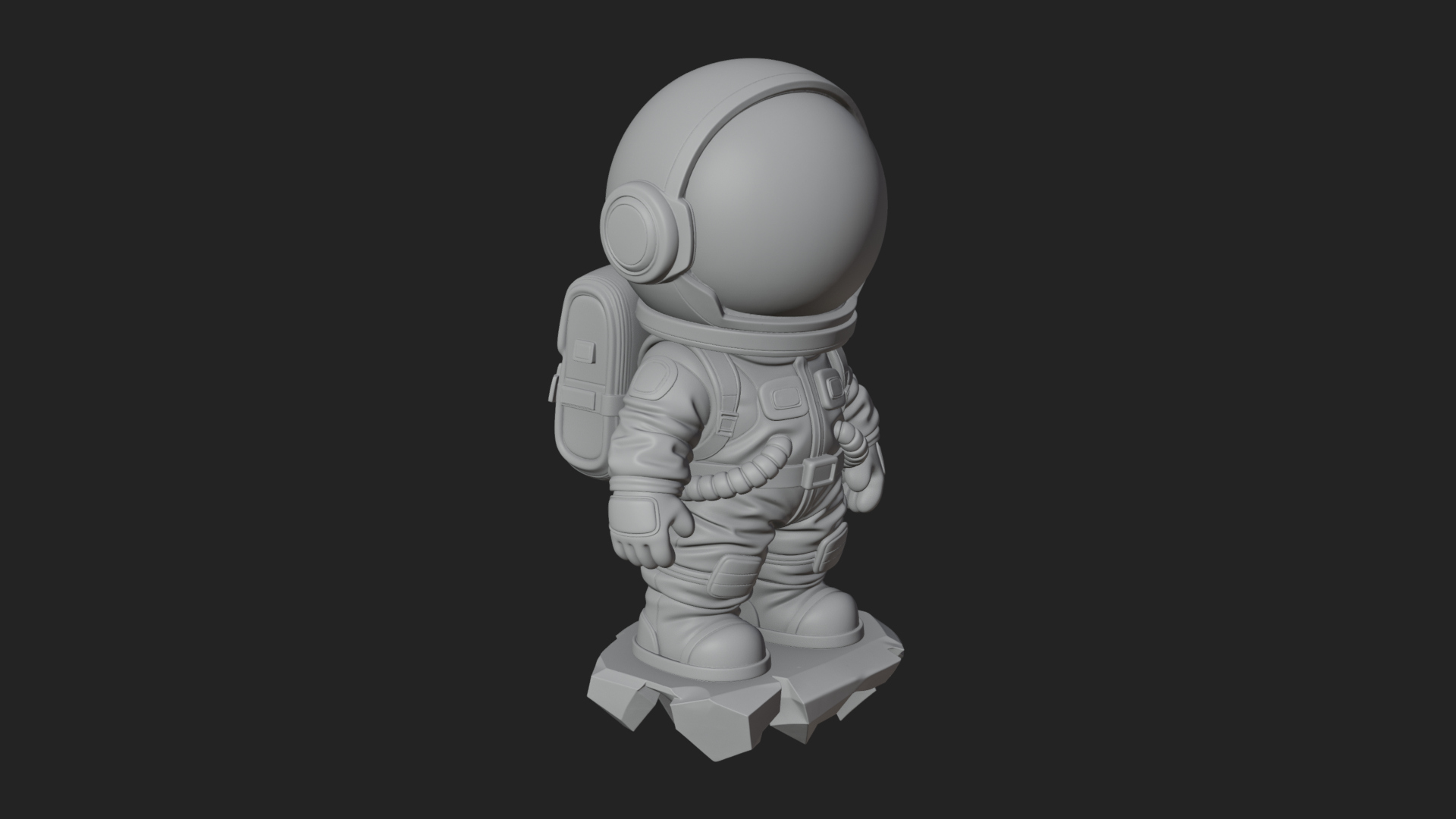 Chibi Astronaut in Suit Statue Design 2 3D Print Model 3D Model