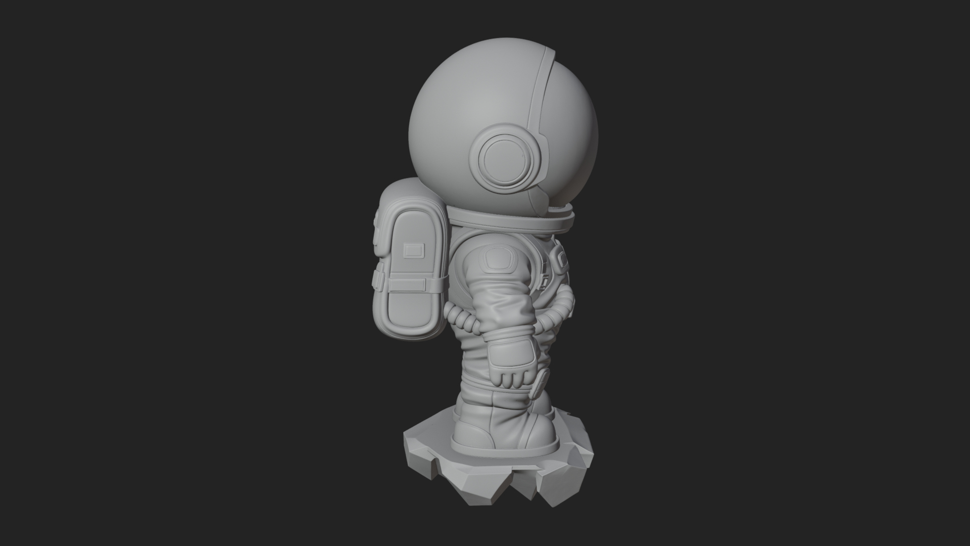 Chibi Astronaut in Suit Statue Design 2 3D Print Model 3D Model