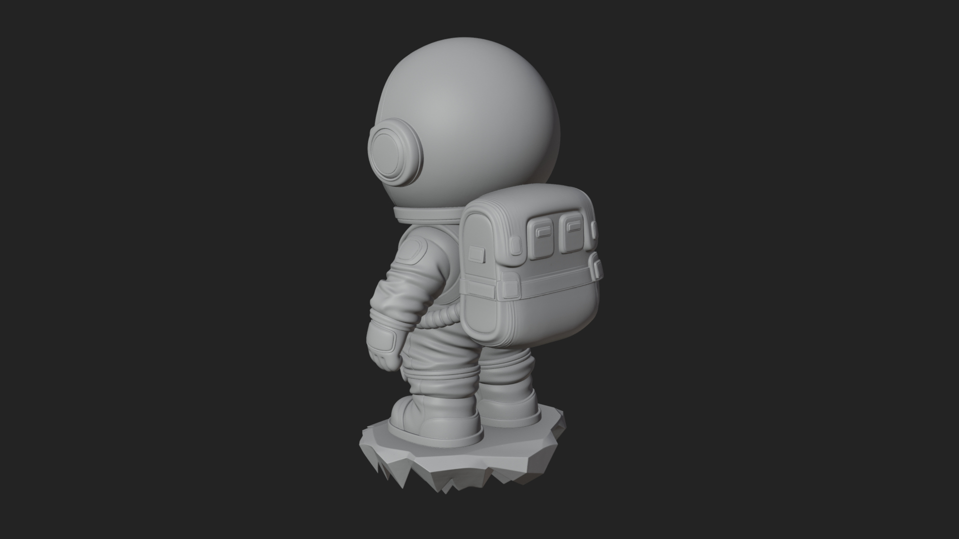 Chibi Astronaut in Suit Statue Design 2 3D Print Model 3D Model