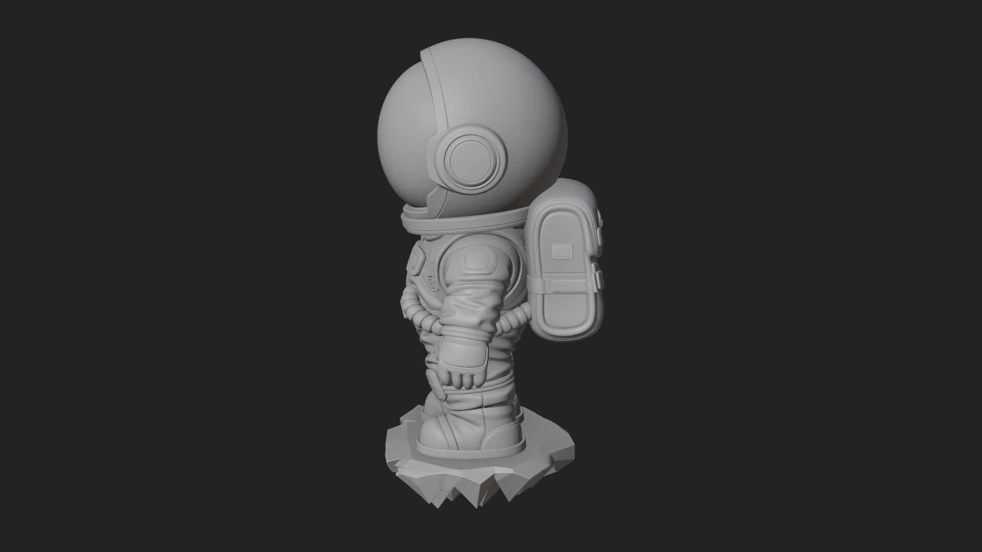 Chibi Astronaut in Suit Statue Design 2 3D Print Model 3D Model