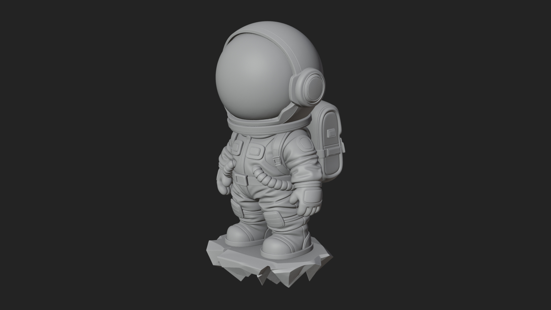 Chibi Astronaut in Suit Statue Design 2 3D Print Model 3D Model
