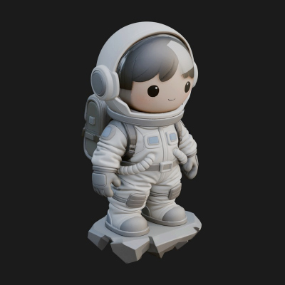 Chibi Astronaut in Suit Statue Design 2 3D Print Model