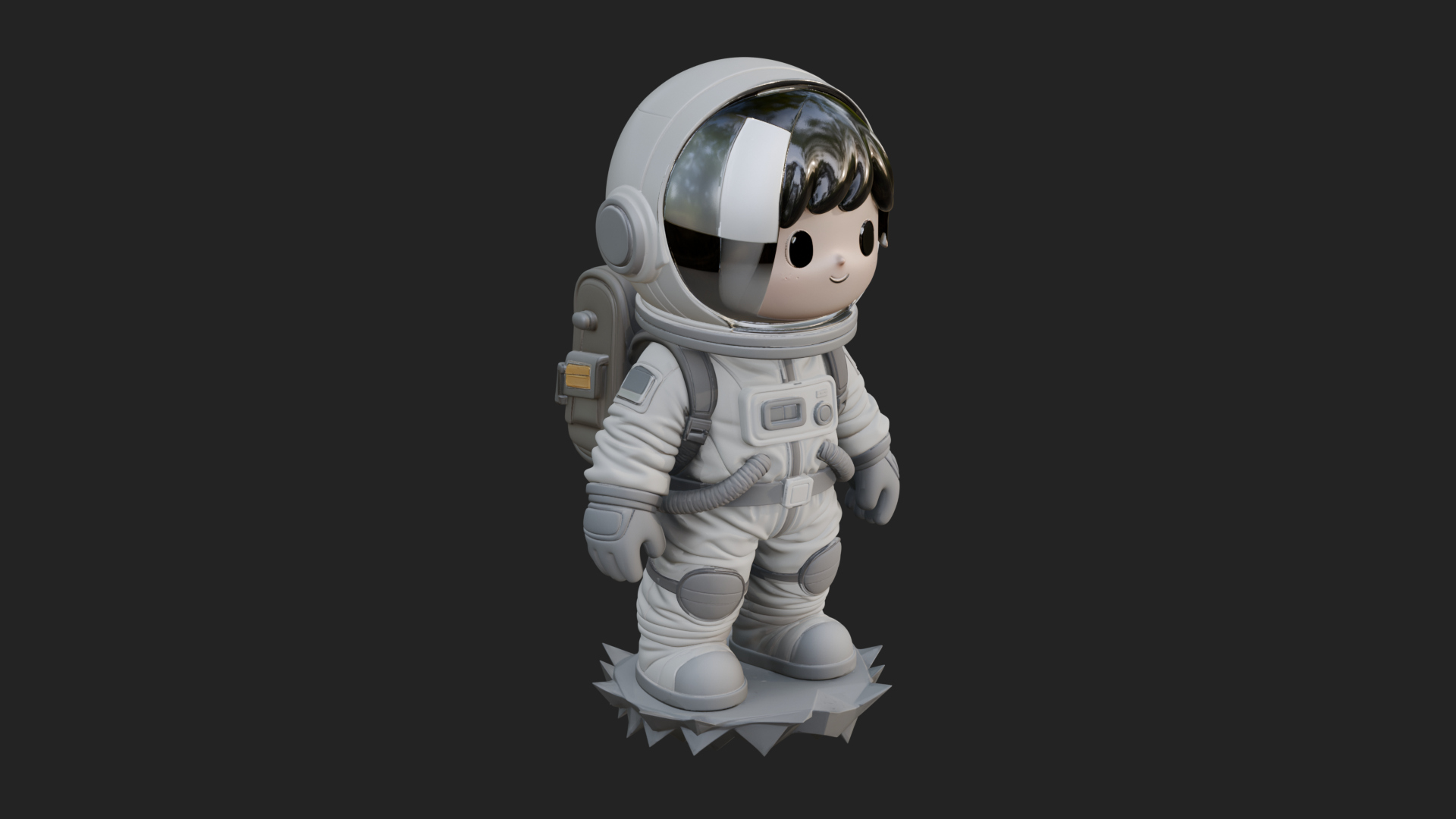 Chibi Astronaut in Suit Statue Design 3 3D Print Model 3D Model