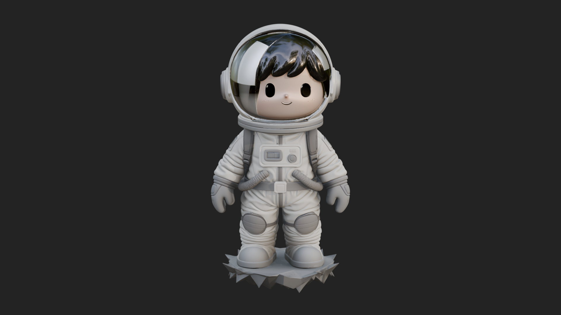 Chibi Astronaut in Suit Statue Design 3 3D Print Model 3D Model