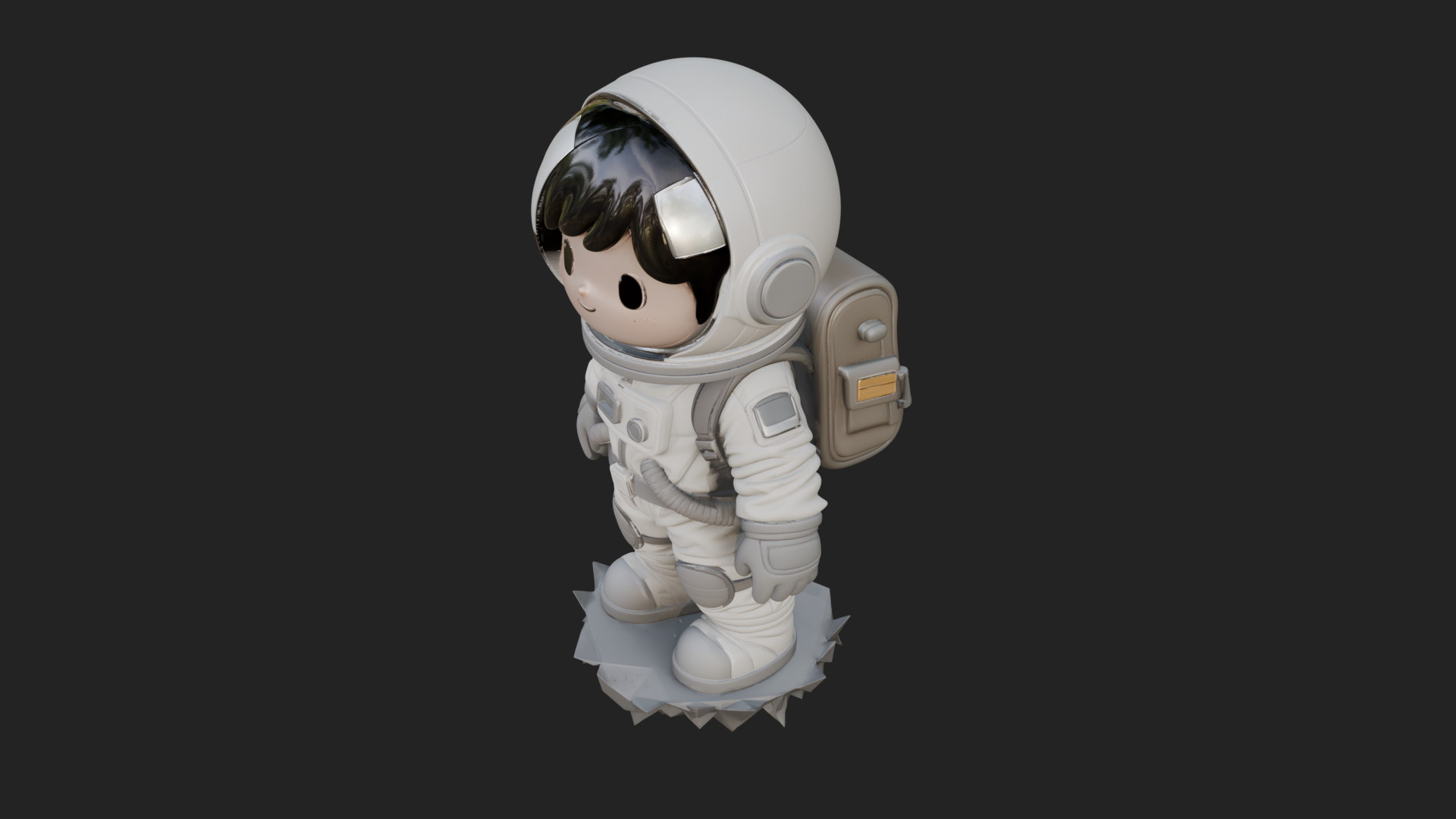 Chibi Astronaut in Suit Statue Design 3 3D Print Model 3D Model