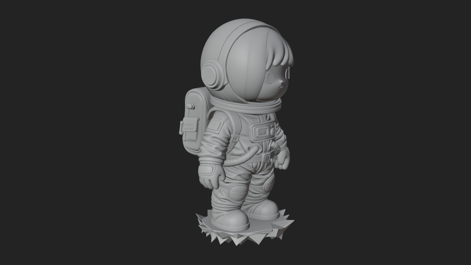Chibi Astronaut in Suit Statue Design 3 3D Print Model 3D Model