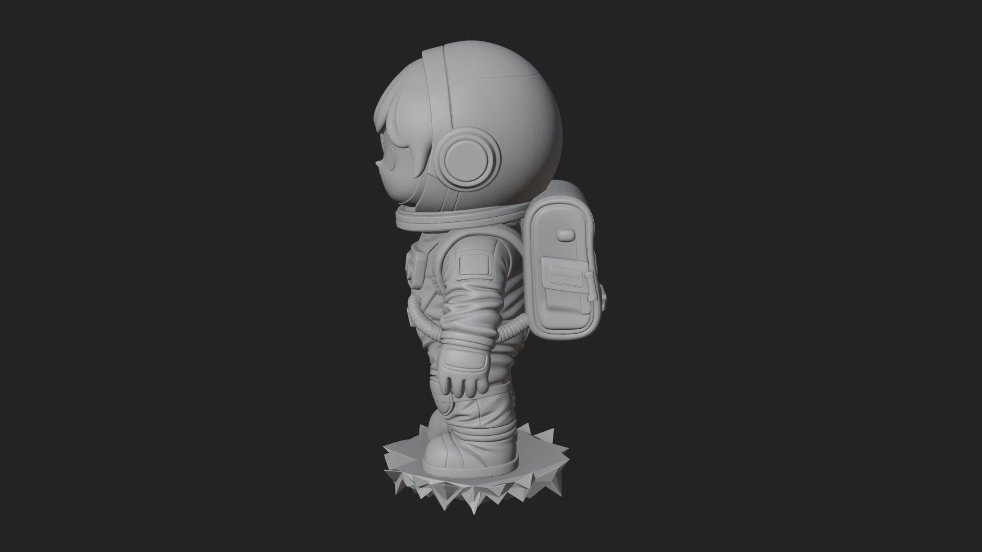 Chibi Astronaut in Suit Statue Design 3 3D Print Model 3D Model