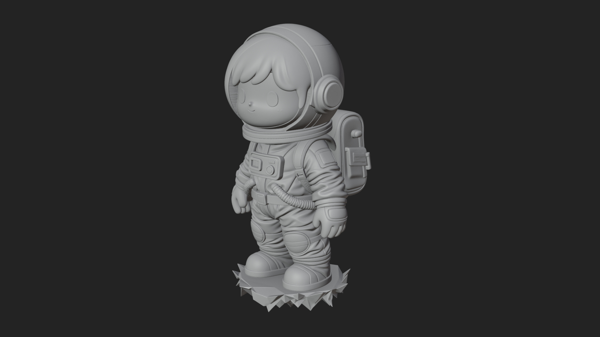 Chibi Astronaut in Suit Statue Design 3 3D Print Model 3D Model