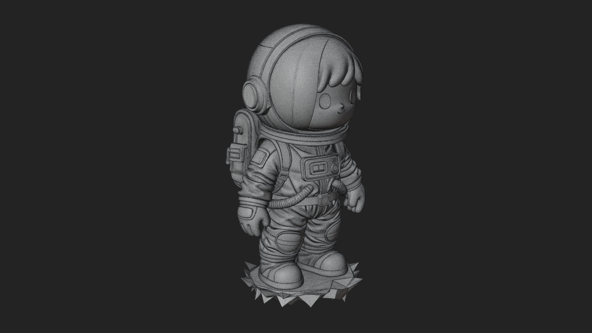 Chibi Astronaut in Suit Statue Design 3 3D Print Model 3D Model