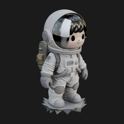Chibi Astronaut in Suit Statue Design 3 3D Print Model