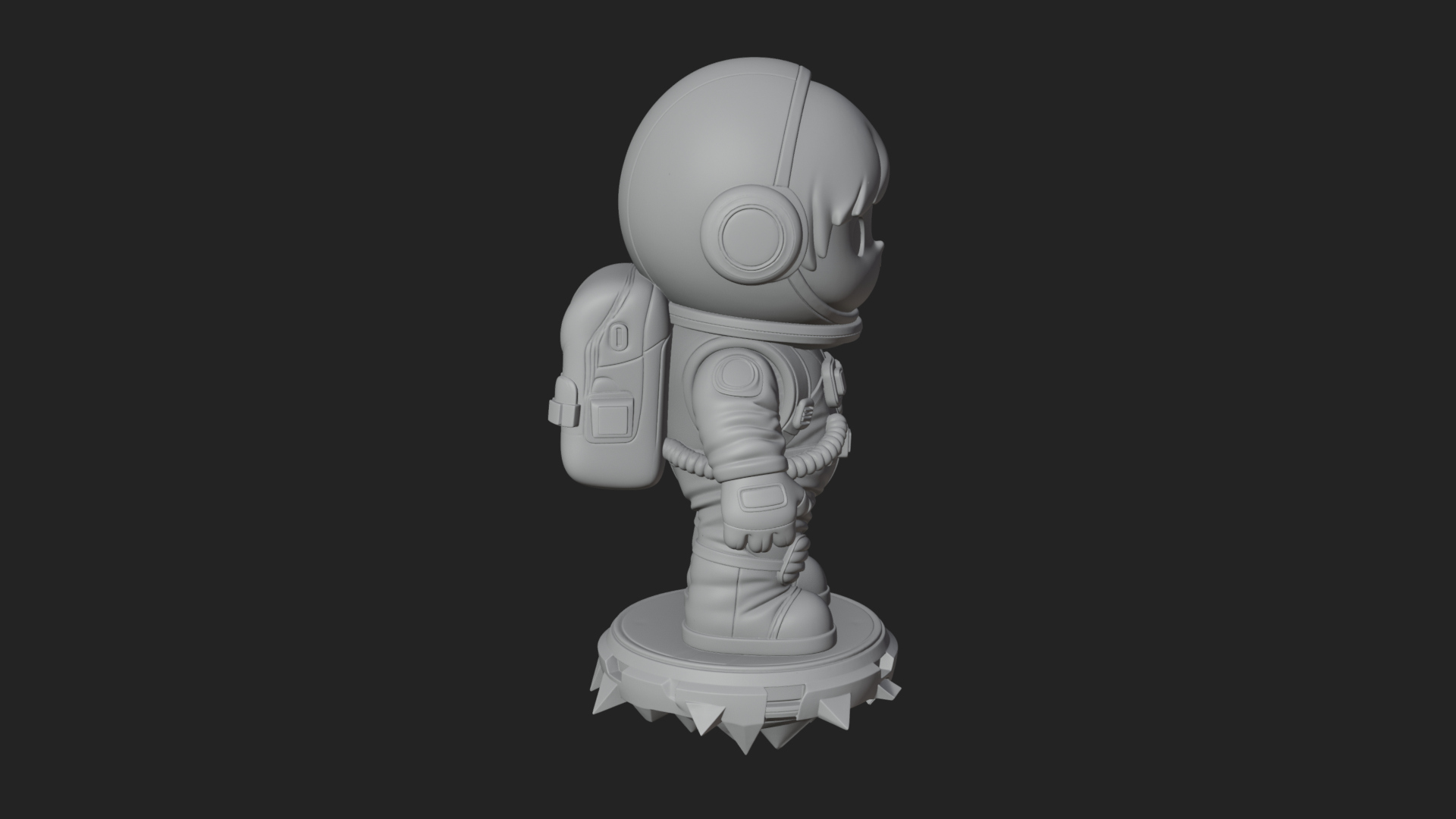 Chibi Astronaut in Suit Statue Design 4 3D Print Model 3D Model