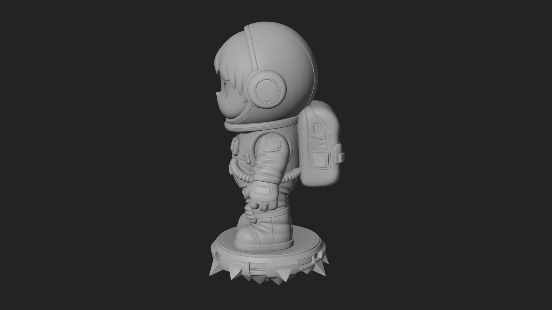 Chibi Astronaut in Suit Statue Design 4 3D Print Model 3D Model