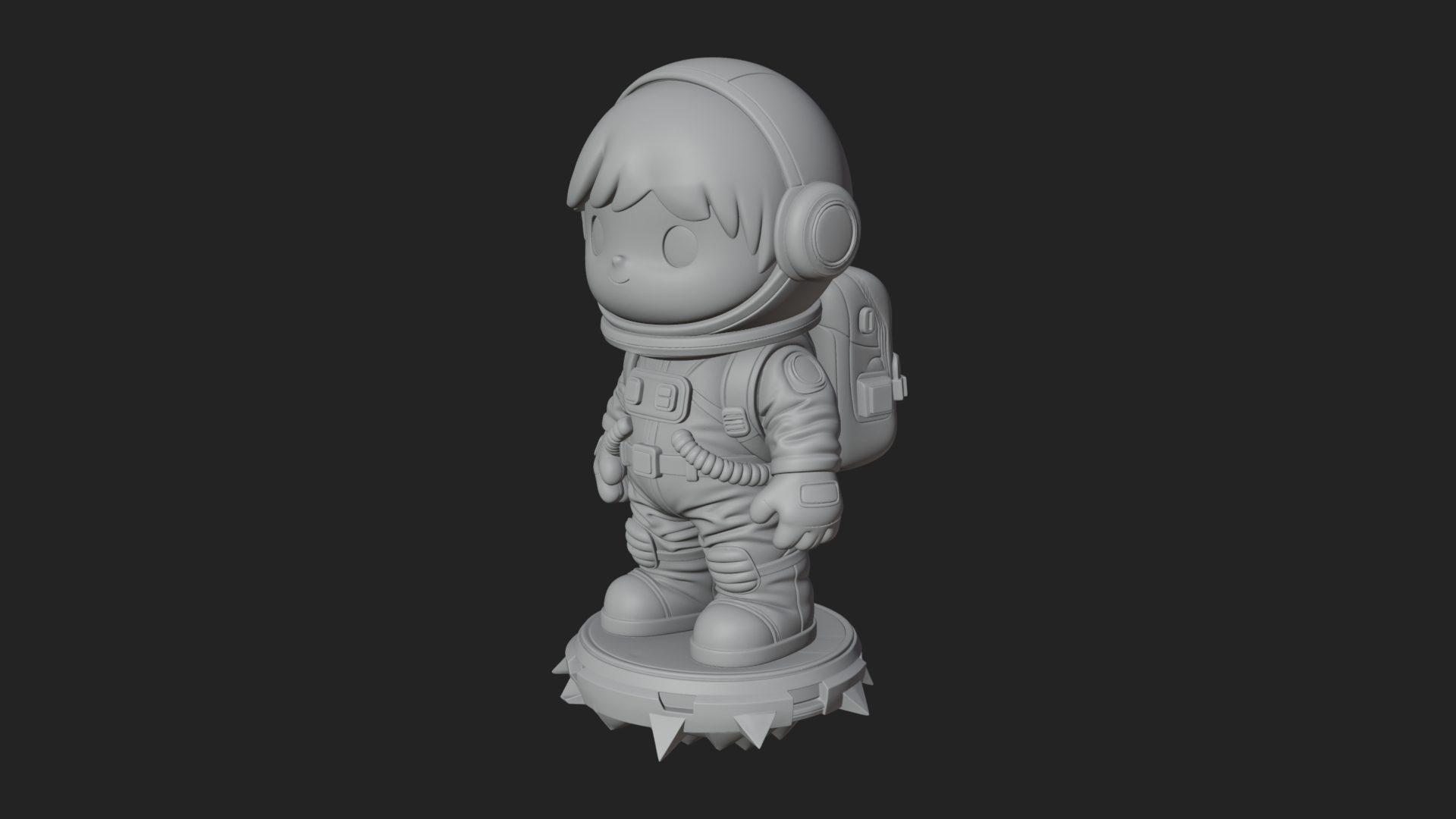 Chibi Astronaut in Suit Statue Design 4 3D Print Model 3D Model
