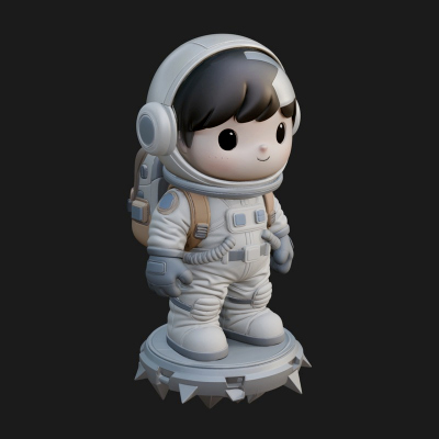 Chibi Astronaut in Suit Statue Design 4 3D Print Model