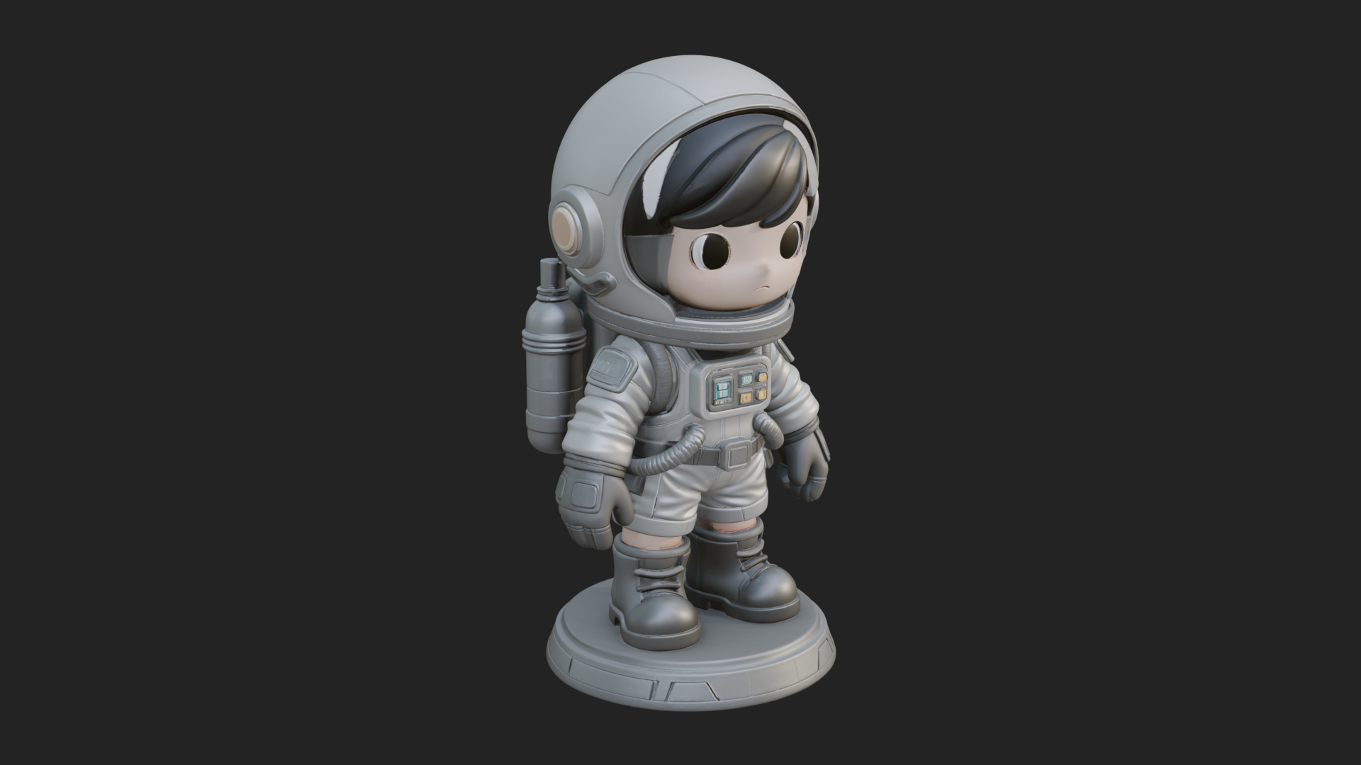 Chibi Astronaut in Suit Statue Design 5 3D Print Model 3D Model