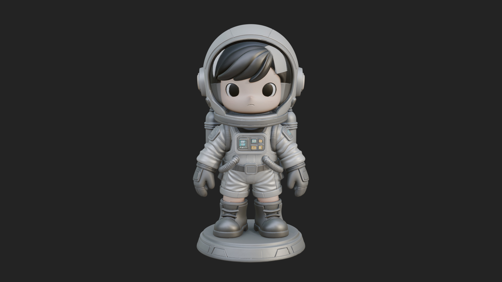 Chibi Astronaut in Suit Statue Design 5 3D Print Model 3D Model