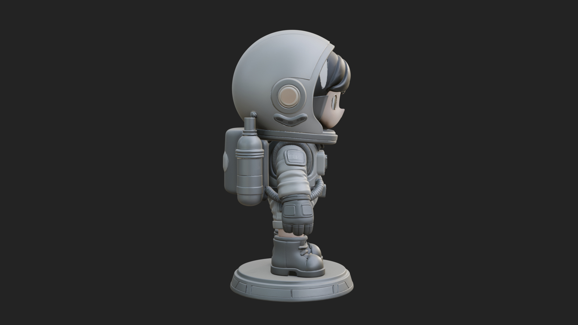 Chibi Astronaut in Suit Statue Design 5 3D Print Model 3D Model