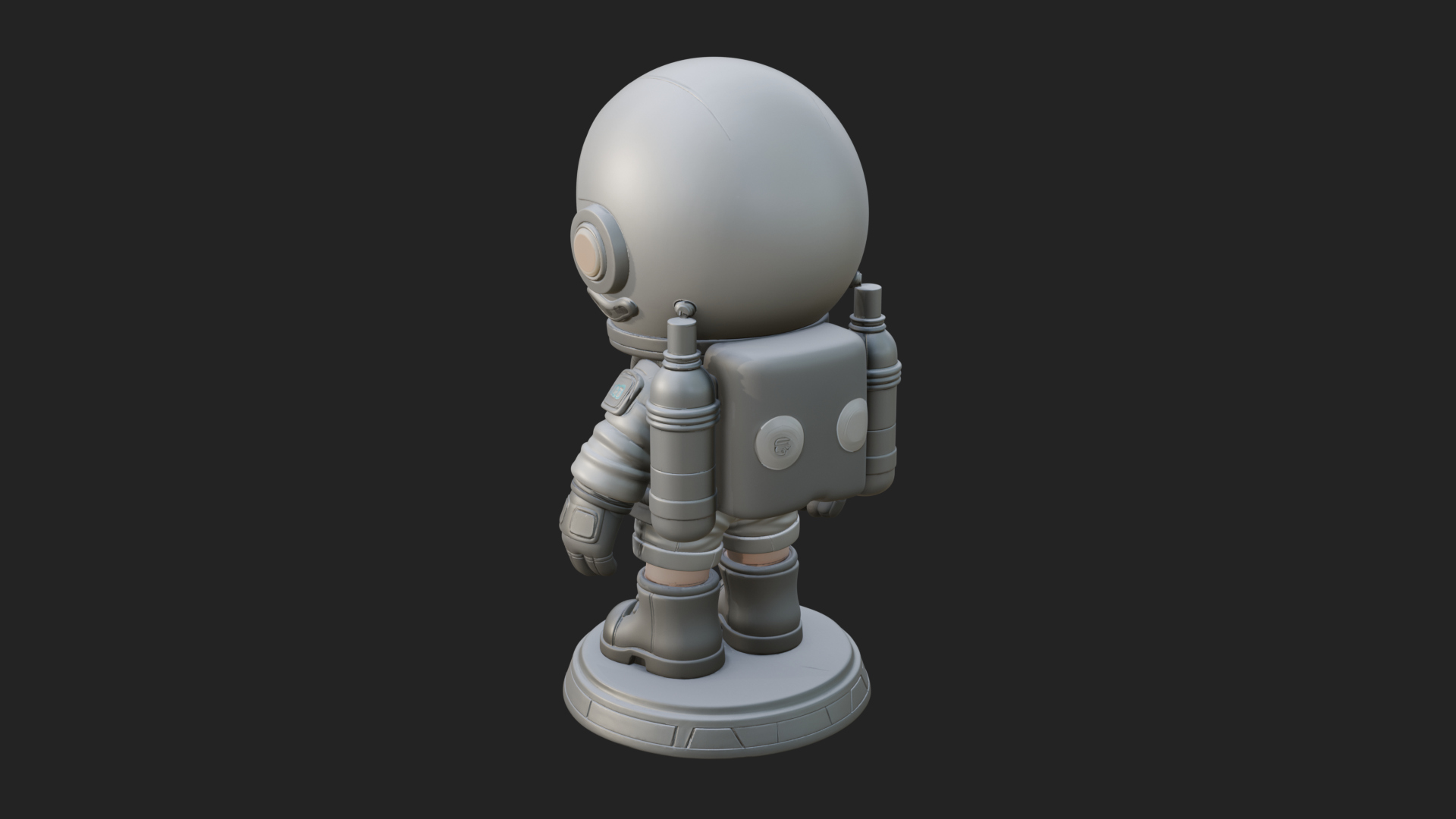 Chibi Astronaut in Suit Statue Design 5 3D Print Model 3D Model