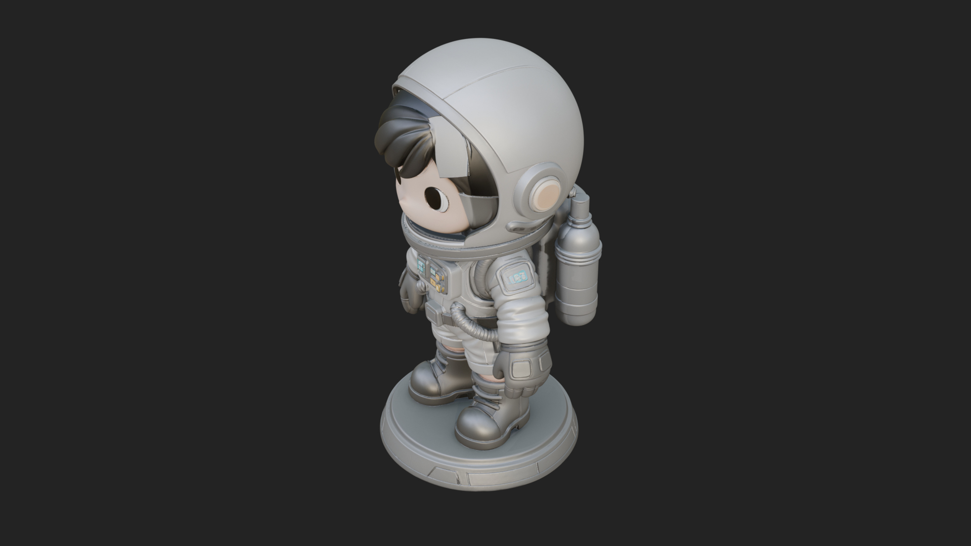 Chibi Astronaut in Suit Statue Design 5 3D Print Model 3D Model